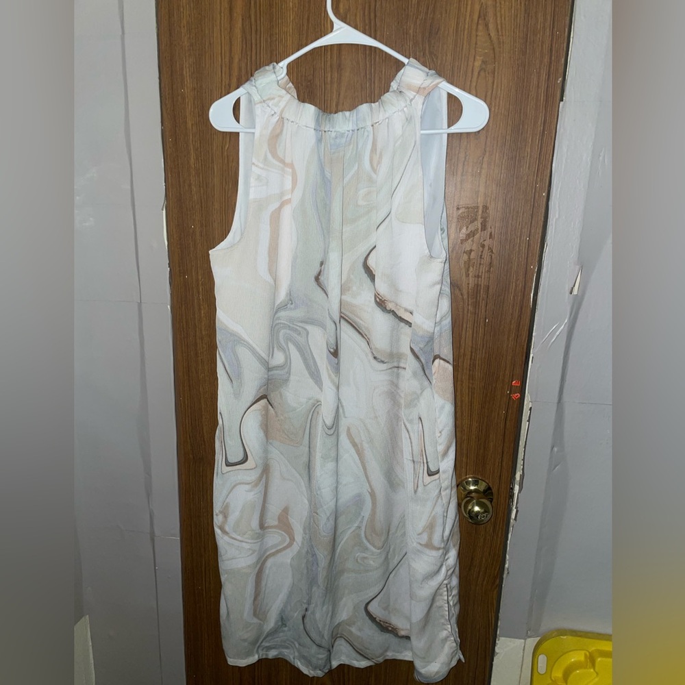 Multi-color white, brown, and grey casual dress.